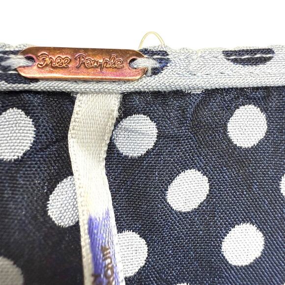 Free People Revolve Puff Sleeve Blouse Cropped Polka Dot Blue Women 6 - Picture 3 of 8